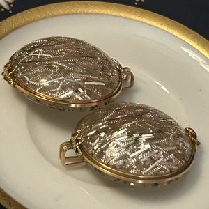 Vintage MCM Hillcraft Lucite Silver Confetti Shred Earrings